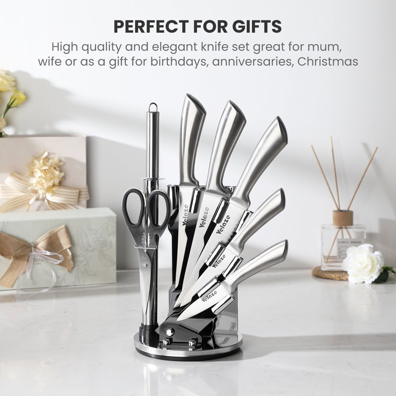 Velaze 8 Piece Stainless Steel Knife Block Set & Reviews Wayfair